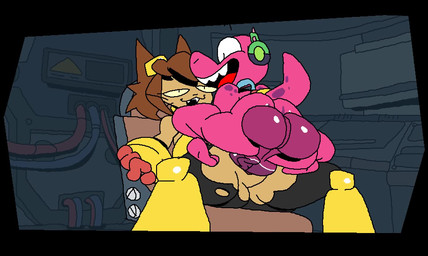 anal anal_penetration anthro bodily_fluids cum cum_in_ass cum_in_vagina cum_inflation cum_inside duo ejaculation female genital_fluids inflation male penetration size_difference vaginal vaginal_penetration superiorfox gameoverse glitch_productions gobbles_(gameoverse) kit_bodega dinosaur felid feline mammal prehistoric_species reptile scalie animated hi_res long_playtime video