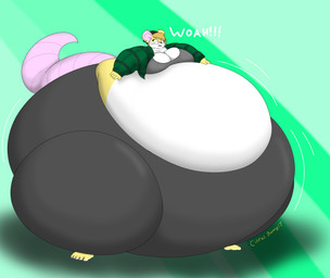 anthro beanie belly big_belly big_breasts big_butt big_tail black_beanie black_clothing black_ear_piercing black_eyebrows black_eyes black_hat black_headwear blonde_hair bottomwear bra breasts buckteeth butt clothing dialogue ear_piercing eyebrows eyelashes female green_background green_clothing green_shirt green_topwear grey_bottomwear grey_bra grey_clothing grey_pants grey_underwear hair hat headgear headwear huge_belly huge_breasts huge_butt huge_tail huge_thighs hyper hyper_belly hyper_butt hyper_pear hyper_tail hyper_thighs looking_at_belly looking_at_own_belly looking_down looking_down_at_self markings mole_(marking) monobutt morbidly_obese morbidly_obese_anthro morbidly_obese_female motion_lines multicolored_body obese obese_anthro obese_female open_mouth overweight overweight_anthro overweight_female pants piercing pink_inner_ear pink_tail pink_tongue rat_tail red_mouth shirt simple_background solo tail teeth text thick_thighs three-quarter_view tight_clothing tongue topwear two_tone_body underwear white_body yellow_body yellow_ears citrusbunny17 nessa_(citrusbunny17) mammal murid murine rat rodent 2025 absurd_res colored digital_media_(artwork) english_text hi_res shaded signature