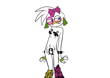 anthro blush blush_lines covered_nipples covered_vulva covering duct_tape female pubes solo tape one_rttdklwn five_nights_at_freddy's five_nights_at_freddy's:_security_breach scottgames steel_wool_studios glamrock_chica avian bird chicken galliform phasianid absurd_res hi_res