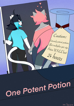 ambiguous_gender anthro heart_symbol male potion potion_bottle pregnant pregnant_male walking_away v-draws-ad star_(v-draws-ad) winter_(v-draws-ad) domestic_cat felid feline felis mammal 2025 comic hi_res