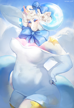 anthro biped breasts claws clothed clothed_anthro clothed_female clothing female fingers front_view fur hair horn looking_at_viewer navel smile solo standing tail mcrepsi unknown_species 2026 digital_drawing_(artwork) digital_media_(artwork) hi_res
