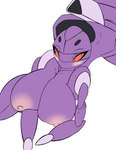 absurd_res arthropod big_breasts blush breasts colored_sclera female generation_5_pokemon genesect hi_res huge_breasts insect legendary_pokemon looking_at_viewer mouthless nintendo nipples poisonsneksoffie pokemon pokemon_(species) red_eyes red_sclera solo