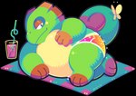 anthro belly big_belly clothing green_body lying male overweight overweight_anthro overweight_male solo underwear greenendorf playtonic_games yooka-laylee yooka chameleon lizard reptile scalie 2017 alpha_channel male_(lore)