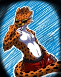 anthro black_nose bottomwear clothed clothing eyewear featureless_chest male mascot pose shorts solo sunglasses tail tongue topless topless_male darkanthros cheetos frito-lay chester_cheetah cheetah felid feline mammal 2009 4:5