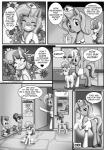 2016 absurd_res anibaruthecat candy clothed clothing cobalt_the_unicorn comic cutie_mark dessert dialogue digital_media_(artwork) door earth_pony english_text equid equine eyes_closed fan_character feathered_wings feathers female feral flower food friendship_is_magic ginger_snap_(mlp) glowing greyscale group hair hasbro hat headgear headwear hi_res hooves horn horse inside lollipop looking_at_viewer magic mammal monochrome my_little_pony mythological_creature mythological_equine mythology nurse nurse_clothing nurse_uniform open_mouth pegasus plant pony reading rumble_(mlp) sitting smile sweetie_belle_(mlp) text underhoof unicorn uniform url wings young young_feral