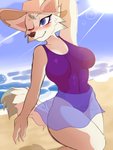 anthro beach big_breasts breasts clothing female outside seaside solo standing swimwear englam animal_crossing nintendo whitney_(animal_crossing) canid canine canis mammal wolf 3:4 absurd_res hi_res