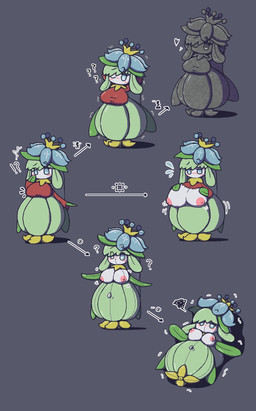 anthro blue_eyes blush blush_lines breast_expansion breasts emanata expansion female frustration_cloud heart_eyes heart_symbol inanimate_transformation inflatable petrification solo spiral spiral_eyes transformation oagoner nintendo pokemon animate_inanimate generation_5_pokemon lilligant living_inflatable pokemon_(species) aliasing digital_media_(artwork) hi_res