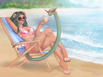 alcohol anthro beach beach_chair beverage bikini clothing cocktail curvy_figure drinking duo eyewear female feral hourglass_figure khimaira male male/female sand sea seaside slim sunglasses swimwear two-piece_swimsuit water chrysanthemummy european_mythology greek_mythology jewish_mythology mythology samson aquatic_dragon chimera dragon felid hybrid leviathan lion mammal marine mixed_breed mythological_chimera mythological_creature mythological_marine mythological_scalie pantherine reptile scalie snake 4:3 hi_res