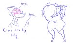 anthro belly big_belly big_breasts breasts butt clothed clothing duo erection erection_under_clothing female genitals hair huge_belly humor long_hair male nude pussy text thick_thighs scaliecrocs league_of_legends neuron_activation riot_games tencent kindred_(lol) lamb_(lol) scaliecrocs_(character) bovid caprine mammal reptile scalie sheep 2021 digital_media_(artwork) english_text meme sketch