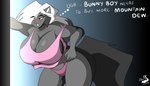 anthro breasts clothing female solo text chrisandcompany kelsey_sienna mammal mephitid skunk 7:4 absurd_res english_text hi_res