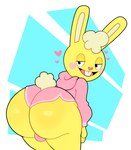anthro big_butt bottomwear buckteeth bulge bulge_from_behind butt butt_focus clothing femboy gem half-closed_eyes heart_nose heart_symbol hoodie long_ears looking_at_viewer male narrowed_eyes open_mouth pink_bottomwear pink_cheeks pink_clothing pink_hoodie pink_nose pink_shorts pink_topwear presenting presenting_hindquarters rabbit_ears rear_view shorts small_tail smile solo standing tail teeth topwear somescrub happy_tree_friends cuddles_(htf) lagomorph leporid mammal rabbit 2025 english_description hi_res
