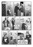 anthro dialogue duo eyewear male speech_bubble sunglasses text wasylthefox wasyl_vos canid canine fox mammal procyonid raccoon absurd_res comic digital_drawing_(artwork) digital_media_(artwork) english_text greyscale hi_res monochrome