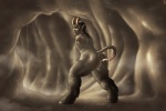2_missing_limbs 3:2 amputee armless cave corruption digital_media_(artwork) disability double_amputee dripping fog fur glistening grey_body grey_fur grey_skin grey_theme hair hi_res hooves horn humanoid_pointy_ears looking_back male masturbation missing_all_arms missing_arm mot muscular muscular_male not_furry nude satyr slime solo standing tail tail_fetish tail_masturbation tail_play thick_thighs wet wide_hips