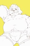 anthro armpit_hair belly body_hair bulge clothing humanoid_hands kemono male moobs navel nipples overweight overweight_male simple_background solo tongue tongue_out underwear heylaw21 lifewonders live_a_hero hisaki_(live_a_hero) canid canine canis domestic_dog mammal 2024 absurd_res hi_res sketch