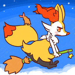 ambiguous_anthro ambiguous_gender anthro biped blush broom broom_riding cleaning_tool cloud digitigrade dipstick_tail food looking_at_viewer markings object_in_tail open_mouth open_smile outside shrimp_(food) side_view simple_background sitting sky smile snout solo star tail tail_markings annyui0611 nintendo pokemon braixen canid generation_6_pokemon mammal pokemon_(species) 1:1 2022 digital_drawing_(artwork) digital_media_(artwork) full-length_portrait hi_res japanese_description portrait translated_description
