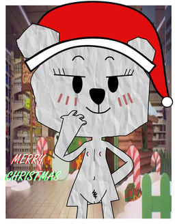 anthro black_eyes blush blush_lines bottomless breasts christmas_clothing christmas_headwear clothed clothing costume exhibitionism female flat_chested genitals hat headgear headwear holidays loli looking_at_viewer mostly_nude nipples nude nude_female nudist paper postcard santa_hat smile smirk smug smug_face solo text vulva wand white_body young young_anthro lincylover_(artist) cartoon_network christmas the_amazing_world_of_gumball teri_(tawog) bear mammal paper_creature 2025 digital_drawing_(artwork) digital_media_(artwork) english_text