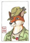 anthro clothing dog_tags hat headgear headwear male orld_war_2 solo n2o kalahari_(character) canid canine fox mammal red_fox true_fox hi_res