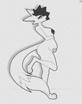 anthro belly big_belly black_nipples eyeshadow female makeup nipples nude open_mouth pregnant pregnant_anthro pregnant_female solo wolf_tail arcanashox alex_(arcanashox) canid canine canis mammal wolf absurd_res hi_res