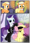 absurd_res applejack_(mlp) ball_gag bdsm blindfold blush bondage border bound comic cutie_mark dialogue digital_media_(artwork) dominant dominant_female earth_pony end_page english_text equid equine feathered_wings feathers female female/female feral fluttershy_(mlp) friendship_is_magic gag gagged group hasbro hi_res horn horse latex mammal my_little_pony mythological_creature mythological_equine mythology pegasus pony pyruvate rarity_(mlp) riding_crop spa submissive submissive_female text the_end unicorn whip white_border wings yellow_body yellow_feathers