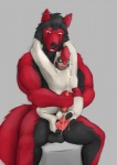 alexander_wolfgear_(character) anthro arms_above_head balls biceps big_penis big_tail black_body black_fur bodily_fluids canid canine canis cum cumshot digital_media_(artwork) duo ear_piercing ejaculation embrace erection fangs feet foot_fetish foot_play footjob fur generation_3_pokemon genital_fluids genitals grey_background handjob hi_res hug interspecies ishigray larger_male leaking male male/male male_on_bottom male_on_top mammal multicolored_body multicolored_fur muscular mutual_masturbation nintendo nude on_bottom on_top open_mouth orgasm pecs penile penis piercing pokemon pokemon_(species) pokephilia red_body red_fur sex simple_background sitting size_difference smaller_male spread_legs spreading tail teeth two-footed_footjob two_tone_body two_tone_fur vigoroth white_body white_fur wolf
