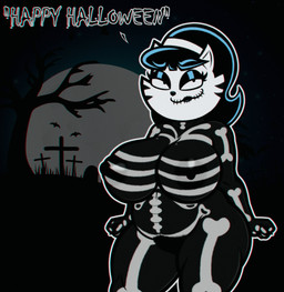 anthro belly big_breasts bodypaint breasts cemetery eyebrows female holidays looking_at_viewer mature_female nipples nude pubes pupils raised_eyebrow skeleton_bodypaint slightly_chubby slightly_chubby_female small_pupils smile solo standing thick_thighs wide_hips eduard_arts halloween nickelodeon t.u.f.f._puppy mrs._katswell bat domestic_cat felid feline felis mammal 2025 absurd_res hi_res portrait restricted_palette three-quarter_portrait