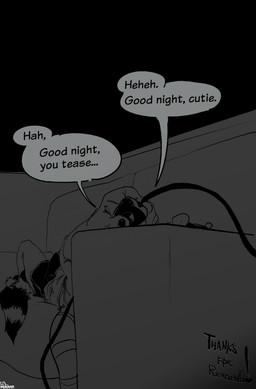 ambiguous_anthro ambiguous_gender anthro dialogue duo furniture lights_off sleeping sleeping_together slice_of_life sofa speech_bubble text jibjoblemeza american_opossum mammal marsupial virginia_opossum comic english_text hi_res monochrome