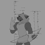 2023 2_fingers anthro archer armor blep bow_(weapon) canid canine canis clothing digital_media_(artwork) fingers gauntlets gesture gloves hand_gesture handwear hi_res holding_bow_(weapon) holding_object holding_ranged_weapon holding_weapon hood male mammal ranged_weapon reverse_v_sign shirt solo standing tongue tongue_out topwear tunic v_sign weapon werebud wolf wolf_archer_(disney)