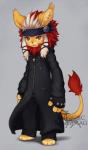 black_clothing black_hoodie black_topwear clothing hoodie male mane red_mane solo topwear white_mane valderic_blackstag disney kingdom_hearts square_enix akhera felid lion mammal pantherine