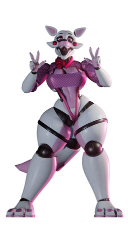 3_toes 4_fingers abs anthro big_breasts bow_tie breasts checkered checkered_clothing checkered_shirt checkered_topwear cleavage clothed clothing colored_nails crop_top double_v_sign eyelashes feet female fingers gesture glistening glistening_body glistening_clothing glistening_shirt glistening_topwear hand_gesture happy heart_pubes heart_symbol looking_at_viewer machine nails open_mouth open_smile orange_eyes pattern_clothing pattern_shirt pattern_topwear pink_body pink_one-piece_swimsuit pubes purple_clothing purple_eyelids purple_nails purple_shirt purple_toenails purple_topwear red_bow_tie sharp_teeth shirt simple_background smile smiling_at_viewer solo standing stylized_pubes tail teeth thick_thighs toenails toes topwear v_sign white_background white_body white_pubes wide_hips atumalaca atumalaca_(modeler) five_nights_at_freddy's five_nights_at_freddy's_2 scottgames mangle_(fnaf) animatronic canid canine fox mammal robot robot_anthro 2025 3d_(artwork) digital_media_(artwork) full-length_portrait hi_res portrait