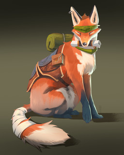ambiguous_gender black_nose brown_clothing clothed clothed_feral clothing feral fur green_clothing multicolored_body multicolored_fur multicolored_tail object_in_mouth orange_body orange_fur orange_tail pose solo tail white_body white_fur ookuru canid canine fox mammal 2026 4:5 absurd_res full-length_portrait hi_res portrait