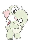 alternate_species blush elephant elephant_yoshi elephantid green_body hi_res male mammal mario_bros nintendo nui_denwa proboscidean proboscis_(anatomy) saddle smile solo sparkles super_mario_bros_wonder trunk_(anatomy) yoshi