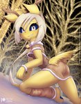 anthro bell breasts butt clothed clothing female female_anthro fur holidays jingle_bell looking_at_viewer outside solo yellow_body yellow_fur rilex_lenov christmas nintendo pokemon elaine_(rilex_lenov) eeveelution generation_1_pokemon jolteon pokemon_(species) 2022 hi_res