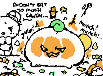 ambiguous_anthro ambiguous_form ambiguous_gender anthro big_butt biped black_text bodypaint butt butt_expansion butt_focus candy dessert duo eating ellipsis exclamation_point expansion featureless_butt featureless_feet featureless_hands feet food holidays looking_at_another monobutt onomatopoeia painted_butt partial_speech_bubble pumpkin_butt simple_eyes solo_focus sound_effects squigglevision standing stuttering swallowing swallowing_sound_effect tail text whiskers ligma_(artist) cinnamoroll halloween hello_kitty_(series) sanrio cinnamon_(cinnamoroll) hello_kitty_(character) canid canine canis domestic_cat domestic_dog felid feline felis mammal 2025 animated digital_media_(artwork) english_text flat_colors low_res wigglypaint_(artwork) female_(lore) male_(lore)