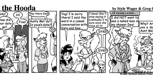 anthro breasts cigarette clothed clothed_female clothing dialogue dipstick_tail eyewear female fur furniture gloves_(marking) goggles group hair kitchen markings open_mouth purse smoking smoking_cigarette table tail tail_markings text young young_anthro young_female style_wager dela_the_hooda dee_aldershaw dela_aldershaw melody_aldershaw ulma_(dela_the_hooda) canid canine fox goblin hooda humanoid mammal 2002 comic english_text greyscale monochrome