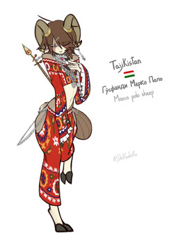 2_horns anthro bare_shoulders biped blush blush_lines clothed clothed_anthro clothed_male clothing cloven_hooves crop_top digit_ring ear_piercing ear_ring femboy finger_ring flag floral_print fur hair hair_over_eye hooves horn horn_jewelry horn_ring humanoid_hands inner_ear_fluff jewelry male male_anthro midriff narrowed_eyes navel necklace on_one_leg one_eye_closed piercing pouch_(clothing) print_clothing raised_foot red_clothing ring_(jewelry) ring_piercing shirt short_tail simple_background solo standing tail tajikistan tajikistan_flag text topwear tuft twitter_handle unguligrade white_background nekodoiko countryhumans tajikistan_(country_humans) argali bovid caprine countryhuman mammal sheep 2025 cyrillic_text digital_media_(artwork) hi_res signature species_name