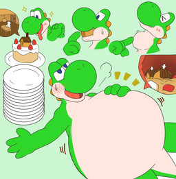 4_fingers >_< ambiguous_anthro ambiguous_gender ambiguous_pred ambiguous_prey anthro anthro_pred belly big_belly big_nose biped bloated blue_eyes blush bodily_fluids breath cake cheek_blush closed_smile cloud_emanata countershade_body countershade_tail countershade_torso countershading cutaway cute_fangs dessert dinner_plate eating eating_food emanata empty_plate extreme_size_difference eyes_closed fangs fingers food fully_inside gingerbread gingerbread_house green_arms green_background green_body green_face green_hands green_tail group hand_on_belly hand_on_neck hand_on_own_belly hand_on_own_neck hanging_tongue happy head_ridge holding_own_hand huge_belly inside_stomach internal larger_ambiguous larger_anthro larger_pred looking_at_cake looking_at_food looking_at_object looking_at_own_mouth looking_well-fed lying lying_on_ground micro micro_prey monotone_arms monotone_background monotone_belly monotone_hands motion_lines mouth_closed multiple_prey narrowed_eyes neck_bulge on_back on_ground open_mouth open_smile oral_vore plate plate_stack raised_head red_blush round_nose satisfied_look semi-anthro short_tail side_view simple_background size_difference smaller_ambiguous smile soft_vore solo_focus stuffing swallowing sweat sweatdrop tail tapering_tail teeth tongue tongue_out two_tone_face two_tone_tail unaware_pred vore white_belly white_body white_countershading white_face white_tail sabamiso_(sabamasasix) mario_bros nintendo dinosaur green_yoshi prehistoric_species reptile scalie yoshi 2021 digital_drawing_(artwork) digital_media_(artwork) hi_res japanese_description sequence