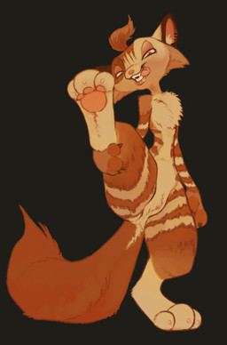anthro bite cheek_tuft claws facial_tuft featureless_crotch feet female finger_claws fluffy fluffy_chest fluffy_tail foot_focus hindpaw monotone_background null on_one_leg pawpads paws simple_background smile smiling_at_viewer solo standing tail toe_claws tongue tongue_bite tongue_out tuft lanolin04 barnyard_(series) nickelodeon tambourine_cat domestic_cat felid feline felis mammal full-length_portrait hi_res portrait
