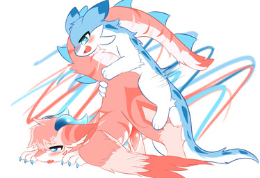 all_fours anal anal_penetration animal_genitalia anthro anthro_on_feral aroused bestiality big_tail blue_eyes blush blush_lines butt butt_grab claws duo ear_markings ears_back feral from_behind_position fur fur_markings genitals half-closed_eyes hand_on_butt head_down_ass_up horn larger_anthro larger_sub long_tail looking_at_another looking_at_partner looking_away male male/male markings motion_lines mounting narrowed_eyes nude open_mouth paws penetration penile penile_penetration penis penis_in_ass pink_body pink_fur pivoted_ears sex size_difference smaller_feral spiked_tail spikes spikes_(anatomy) striped_body striped_fur striped_markings striped_tail stripes submissive tail tail_grab tail_markings tapering_penis tongue tongue_out white_body white_fur wings squishycatpaw mythology palworld pocketpair amiri_(nonbiamiri) chillet dragon furred_dragon furred_scalie mythological_creature mythological_scalie pal_(species) scalie hi_res