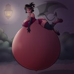 belly big_belly big_breasts breasts clothing female flying footwear huge_belly hyper hyper_belly hyper_pregnancy not_furry outside pregnant pregnant_female purple_eyes shoes solo wings funble demon 1:1 2022 absurd_res hi_res