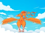 feathers female feral fire sky solo bode_fuceta bandai_namco digimon european_mythology greek_mythology mythology avian birdramon digimon_(species) mythological_avian mythological_bird mythological_creature mythological_firebird phoenix absurd_res hi_res