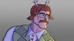 eyewear facial_hair glasses horn male muscular mustache solo frizzmake chad_(meme) renita_reed_(character) deer mammal 16:9 hi_res meme widescreen