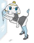 bent_over big_breasts bottomwear breasts cleaning_rag cleavage clothed clothing clothing_lift female footwear high_heels legwear looking_back maid_uniform shoes skirt skirt_lift solo stockings uniform herculesart animal_crossing nintendo tia_(animal_crossing) villager_(animal_crossing) elephant elephantid mammal proboscidean absurd_res hi_res