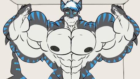abs anthro big_muscles big_pecs black_body black_nipples black_scales blue_body blue_eyes blue_hair blue_scales body_size_growth flexing growth hair huge_muscles huge_pecs hyper hyper_muscles long_tail male multicolored_body multicolored_hair multicolored_scales muscle_growth muscular muscular_anthro muscular_arms muscular_male nipples non-mammal_nipples pecs scales size_transformation solo tail transformation white_body white_hair white_scales oleanderin nikita_akulov_(nika_sharkeh) aquatic fish shark 16:9 animated no_sound short_playtime video widescreen