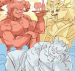 anthro bear_trap female group kemono male muscular muscular_male sleeping trap_(contrivance) 1boshi lifewonders tokyo_afterschool_summoners hakumen_(tas) tsathoggua_(cthulhu) tsathoggua_(tas) canid canine demon fox humanoid mammal