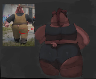 anthro big_butt black_bra black_clothing black_underwear bra butt clothing curled_tail directional_arrow ear_piercing female looking_away mohawk overweight overweight_anthro overweight_female piercing red_circle solo tail thick_thighs underwear wide_hips dreamywolfdd dreamworks the_bad_guys pigtail_(the_bad_guys) mammal suid suine sus_(pig) wild_boar hi_res reference_image
