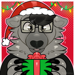 3_fingers anthro black_claws black_clothing black_eyebrows black_eyewear black_glasses black_hair black_nose black_shirt black_topwear border box cheek_tuft christmas_clothing christmas_decorations christmas_headwear christmas_lights christmas_present claws clothed clothed_anthro clothed_male clothing container dotted_background eyebrows eyewear facial_tuft fingers front_view fur gift gift_box glasses grey_body grey_eyes grey_fur grey_tongue hair hat headgear headwear holidays light looking_at_viewer male male_anthro neck_tuft open_mouth outline pattern_background pink_outline rectangular_glasses red_background red_clothing red_hat red_headwear santa_hat shirt simple_background solo sparkles string_lights text tongue topwear tuft whisker_spots white_border ractoons christmas badger mammal mustelid musteline 1:1 2025 absurd_res artist_name bust_portrait colored digital_drawing_(artwork) digital_media_(artwork) hi_res lighting portrait shaded