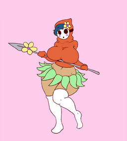 belly big_breasts breasts clothing female footwear hair huge_breasts looking_at_viewer not_furry open_mouth panties simple_background solo thick_thighs underwear wide_hips kaboozle mario_bros nintendo humanoid mammal shyguy 2015 grandfathered_content