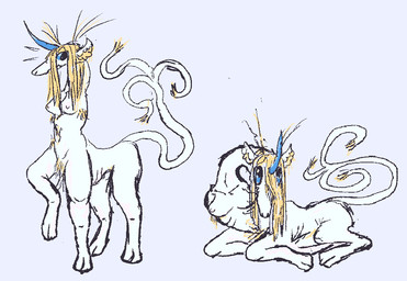 amputee blonde_hair blue_eyes breasts disability female feral forked_tail hair horn long_hair missing_all_arms missing_arm missing_limb pubes solo tail unicorn_horn unusual_anatomy unusual_tail white_body woodhouse3d mythology equid equine mammal mythological_creature mythological_equine taur unicorn unicorn_taur