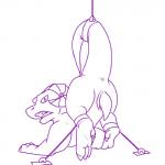 animal_genitalia anus bdsm bondage bound erection feral genital_slit genitals hanging_by_tail horn looking_at_viewer male nude penis solo submissive submissive_male tail tapering_penis kotetsu_rexen scalie 1:1 absurd_res hi_res monochrome purple_and_white