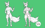anthro beckoning bottomwear breasts cargo_pants clothing crystal featureless_breasts featureless_crotch female gesture green_background holster nude pants simple_background slim_anthro solo topwear vest firaafterdark star_wars emerald_(eiraryyu) crystal_creature elemental_creature mineral_fauna vulptex absurd_res hi_res model_sheet watermark